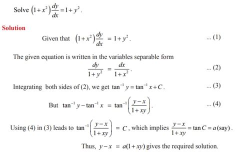 Variables Separable Method Solution Of First Order And First Degree