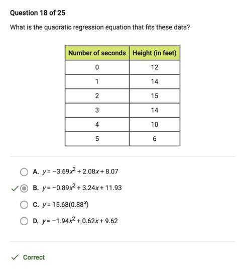 What Is The Quadratic Regression Equation That Fits These Data