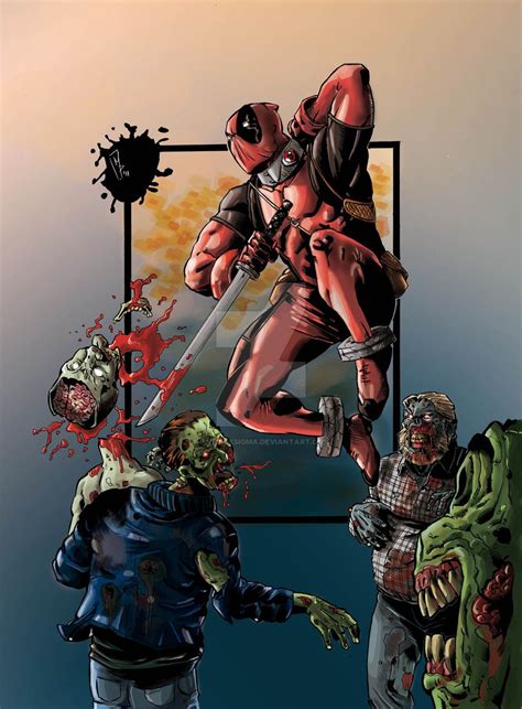 Deadpool Vs Zombies Colored Deadpool Deadpool Fan Art Zombie