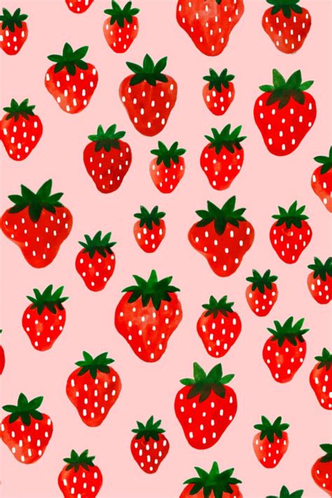 Summer Watercolor Strawberry Repeating Pattern By Veronika Glazunova