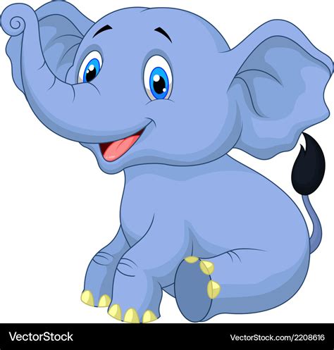 Cute Baby Elephant Cartoon Sitting Royalty Free Vector Image