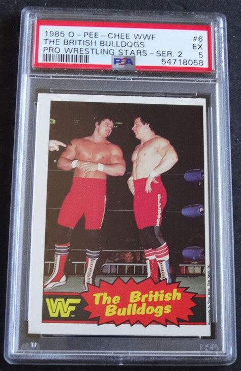 1985 Opc O Pee Chee Wwf 6 The British Bulldogs Wrestling Card Psa 5 Ex