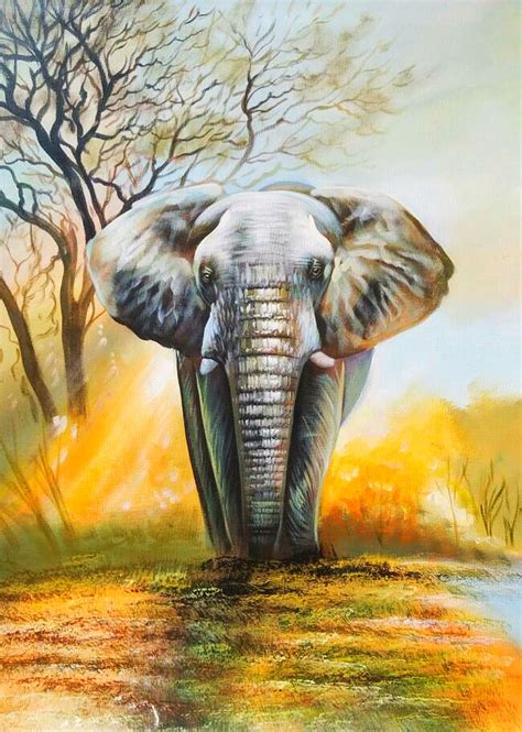 Buy Elephant Painting Handmade Painting By Kuldeep Singh Codeart6706
