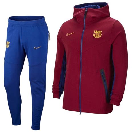 Nike Fc Barcelona Tech Fleece Trainingspak 2020 2021 Kids Rood Blauw