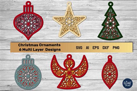 Christmas Ornaments SVG Bundle Multi Layer | 3D Layered SVG (995395