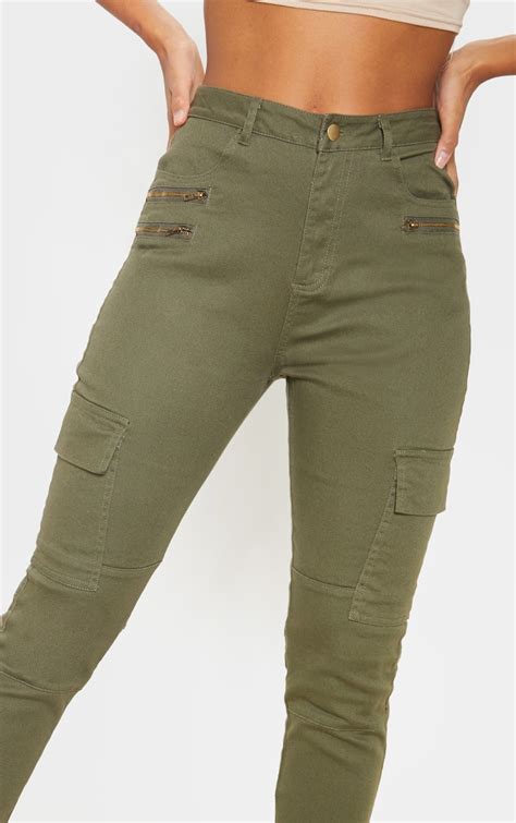 Soft Khaki Cargo Pocket Skinny Jeans Denim Prettylittlething