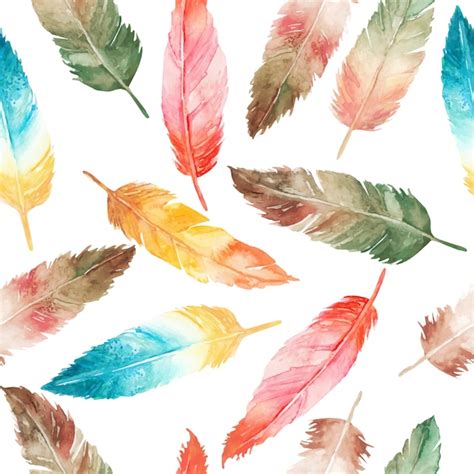Premium Vector Beautiful Watercolor Feather Seamless Pattern