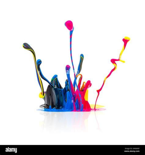 Cmyk Colors Paint Splashing Stock Photo Alamy
