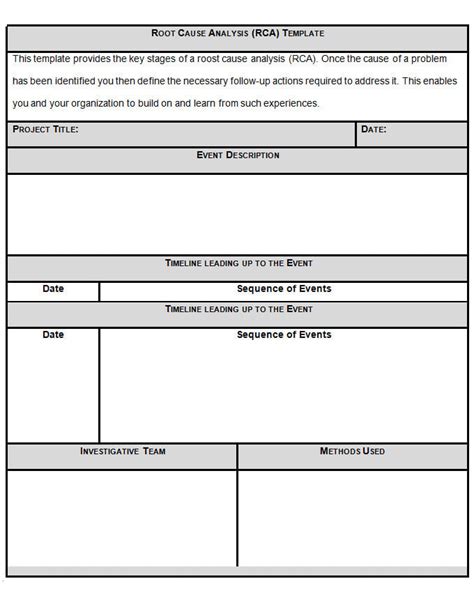 Root Cause Template Free Download Free Printable Templates