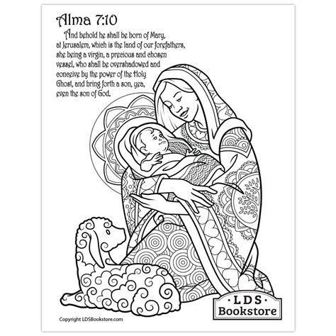 Mary And Baby Jesus Coloring Page Printable