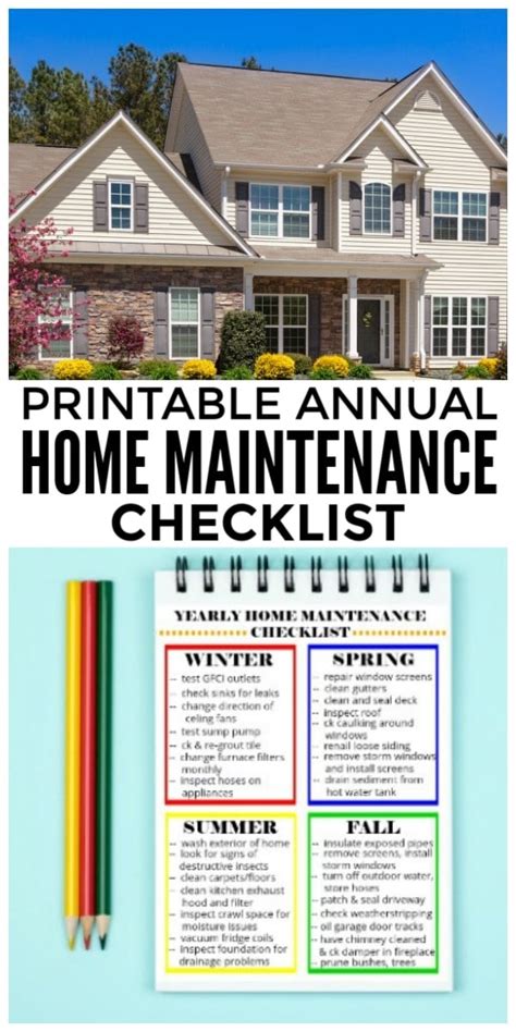 Printable Yearly Home Maintenance Checklist Home Maintenance Schedule