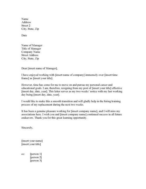Editable Twoweek Resignation Letter Samples Resignation Letter2