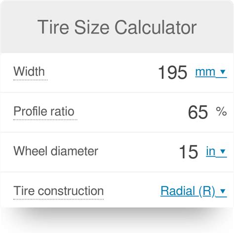 Chart Tire Size Comparison Calculator