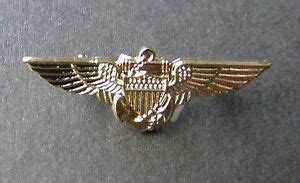 Usn Navy Usmc Marines Aviator Gold Colored Wings Lapel Pin Badge Inch