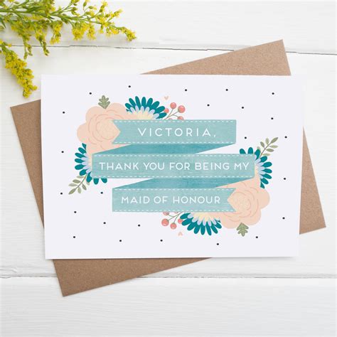 Personalised Thank You For Being My Maid Of Honour Card By