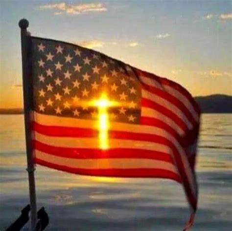 American Flag Sunset Appears As A Cross American Flag Wallpaper