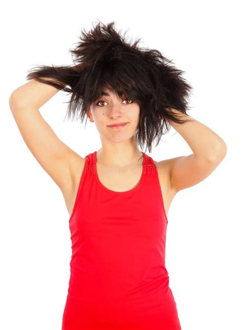 Girl Messy Hair Gesturing Her Hand Stock Photos Free Royalty Free