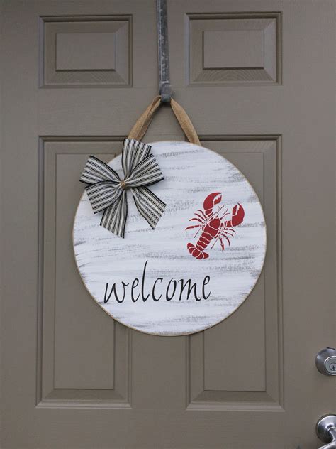 Cute Lobster Welcome Sign My Etsy Shop Summer Door Hanger Summer