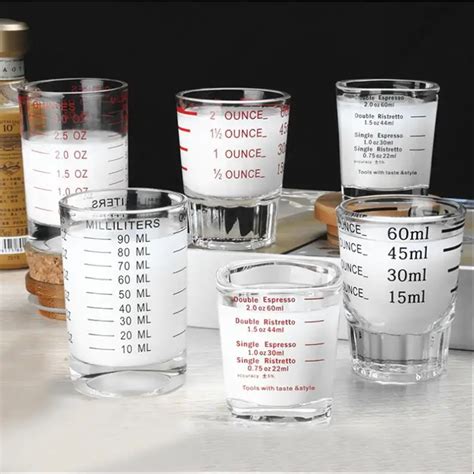 30 60 90ml Glass Measuring Cup With Scale Supplies Espresso Shot Glass Liquid Glass Ounce Cup