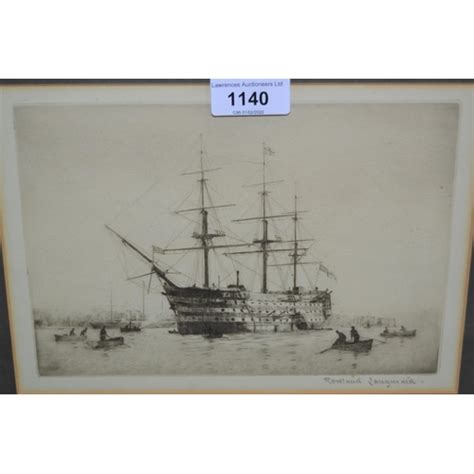 Roland Langmaid Etching Of Hms Victory At Portsmouth Sign Barnebys