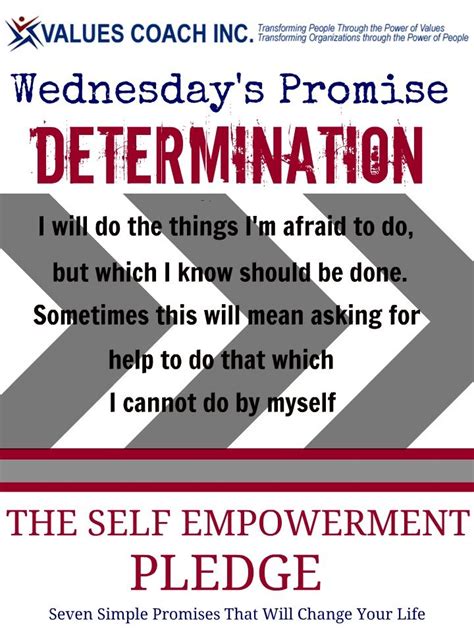Wednesdays Promise Of The Self Empowerment Pledge Determination