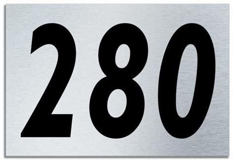 Number 280 Contemporary House Plaque Brusher Aluminium Modern Door Sign