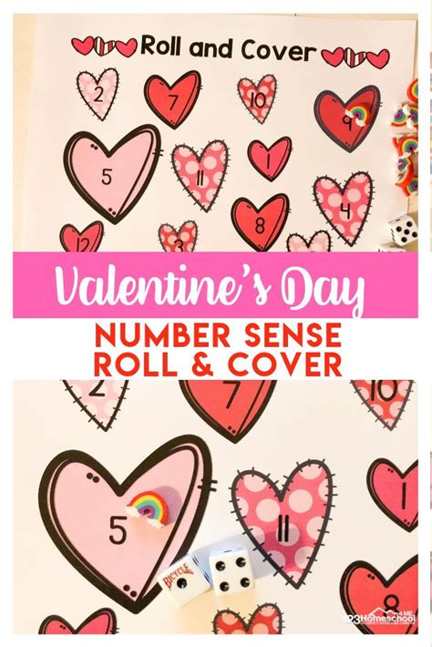 Valentines Day Roll And Cover Math Activity For Preschooler