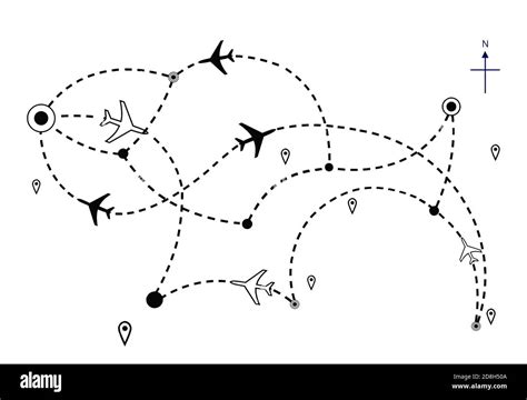 Airline Plane Flight Paths Travel Plans Map Stock Photo Alamy