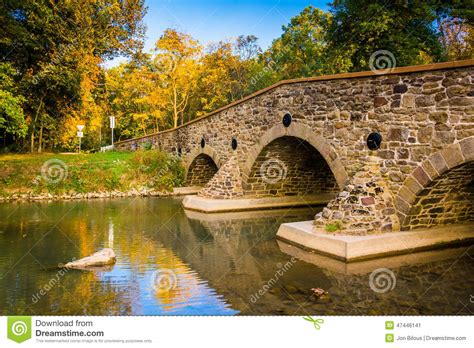 Stone Bridge Over A Creek In Adams County Pennsylvania Stock Image