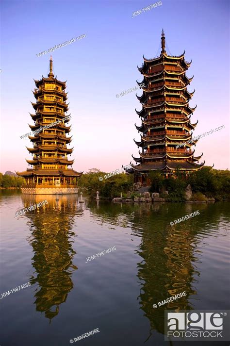 Twins Tower In Yangshuo Guilin Guangxi Province China Stock Photo