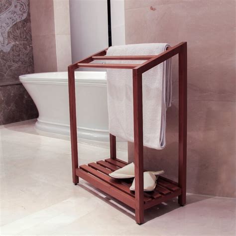 Buy free standing towel racks online at thebathoutlet � free shipping on orders over $99 � save up to 50%! Highland Dunes Estate Teak Free Standing Towel Rack ...