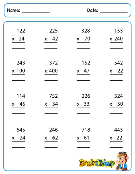 2 Digit Multiplication Worksheet Pdf