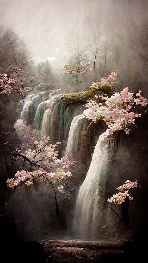 Cherry Blossoms And Waterfalls Photograph By Athena Mckinzie Fine Art