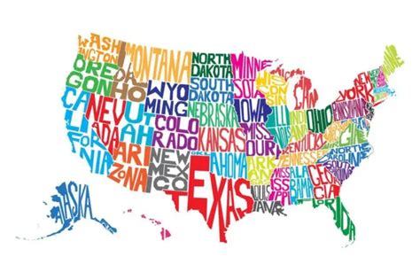 United States Of America Word Map Cool Wall Decor Art Print Poster