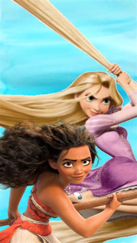 Rapunzel And Moana My Favorite Disney Princesses Phone Wallpaper