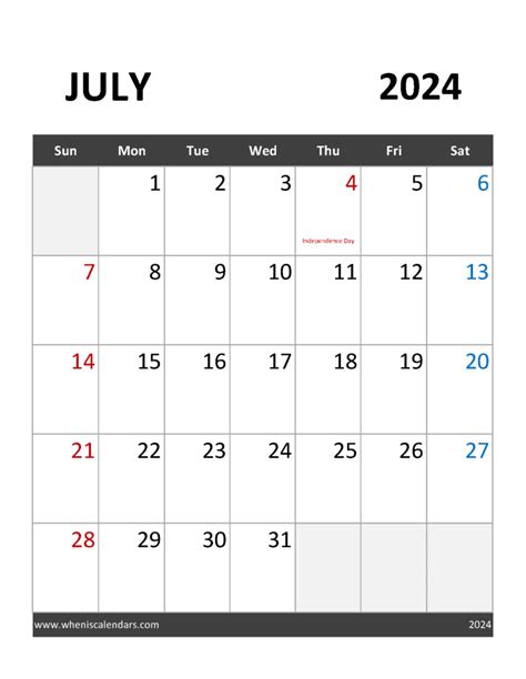 2024 Blank July Calendar To Print Monthly Calendar