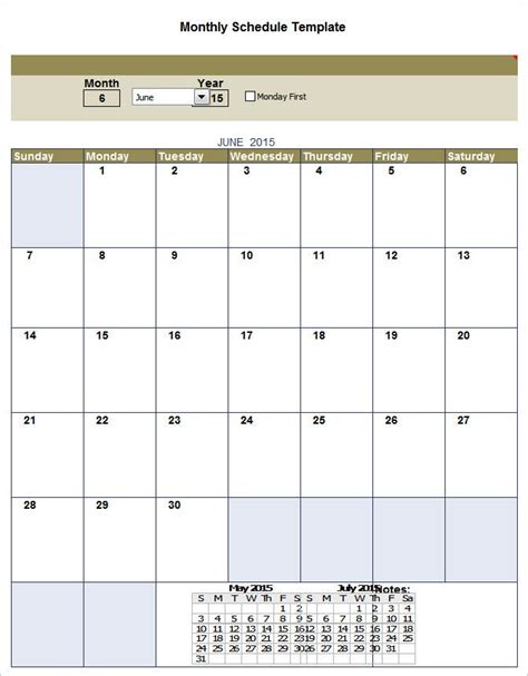 Monthly Schedule Template 17 Excel Pdf Documents Download