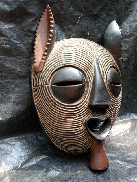 Original Luba Tribe Mask Drc Africa Wood Art Carving Rare Etsy