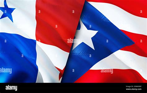 Panama And Puerto Rico Flags 3d Waving Flag Design Panama Puerto Rico
