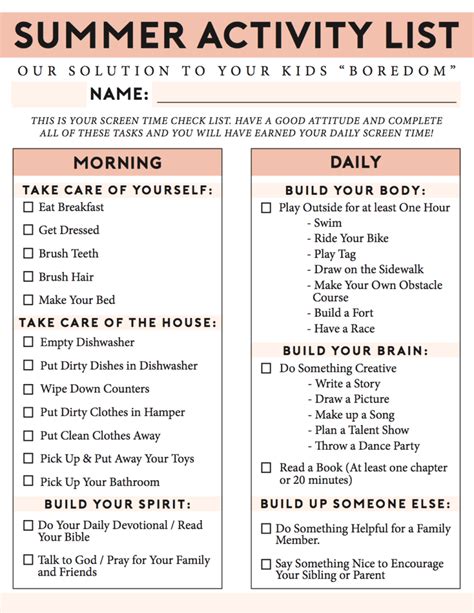 The Ultimate Summer Chores Checklist Kids Fresh Mommy Blog