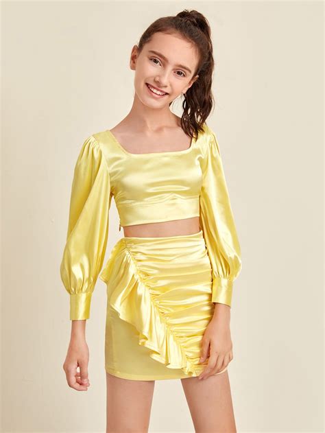 Shein Girls Choker One Shoulder Ruched Detail Glitter Dress Artofit