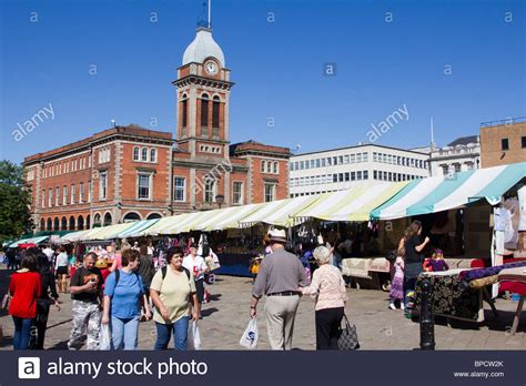 The center is highly visible, easily accessible and provides an appealing retail lineup for the area's upscale population of residents and college students. chesterfield town centre derbyshire england uk gb Stock ...
