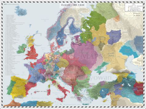 Europe Detailed Ad 1444 Eu4 Like Colours Map