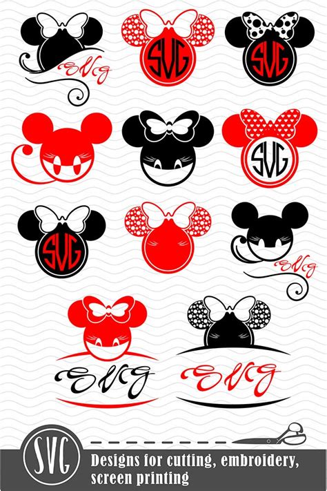 Minnie Mouse Monogram Svg Disney Cuttable Clip Art Frames For