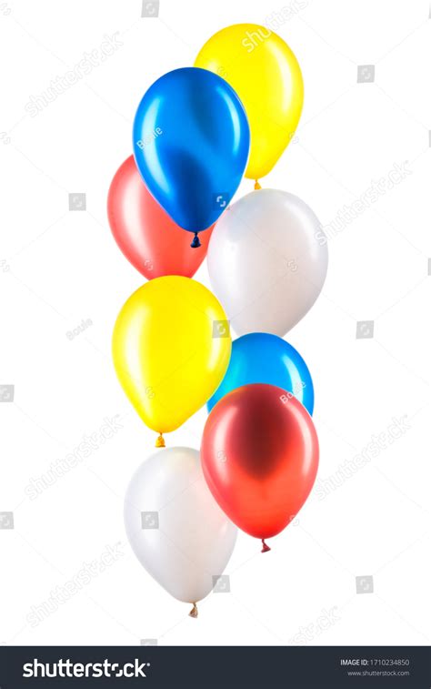 Set Multicolored Helium Balloons Clipping Path Stock Photo 1710234850