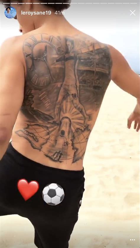 Check out an amazing black & grey leroy sane full back tattoo of himself celebrating a goal against monaco. Match Photography on Twitter: "Leroy Sane has a tattoo of ...