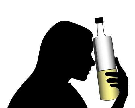 alcoholismo femenino ilustración de una mujer con una botella de