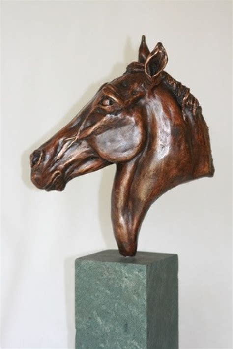 Brave Heart Small Horse Head Bust Sculpture Statue By Mary Staffiere