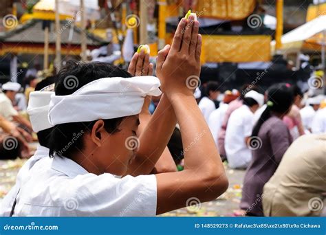 Hindu During The Prayer In Bali Isand Indonesia Editorial Stock Photo