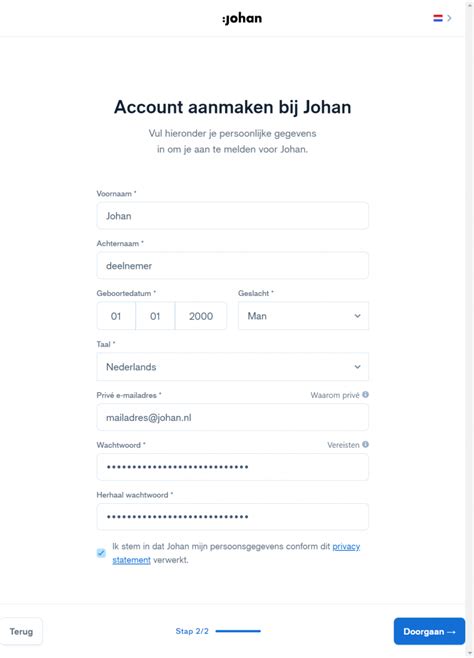 hoe maak je een account aan bij johan help and support